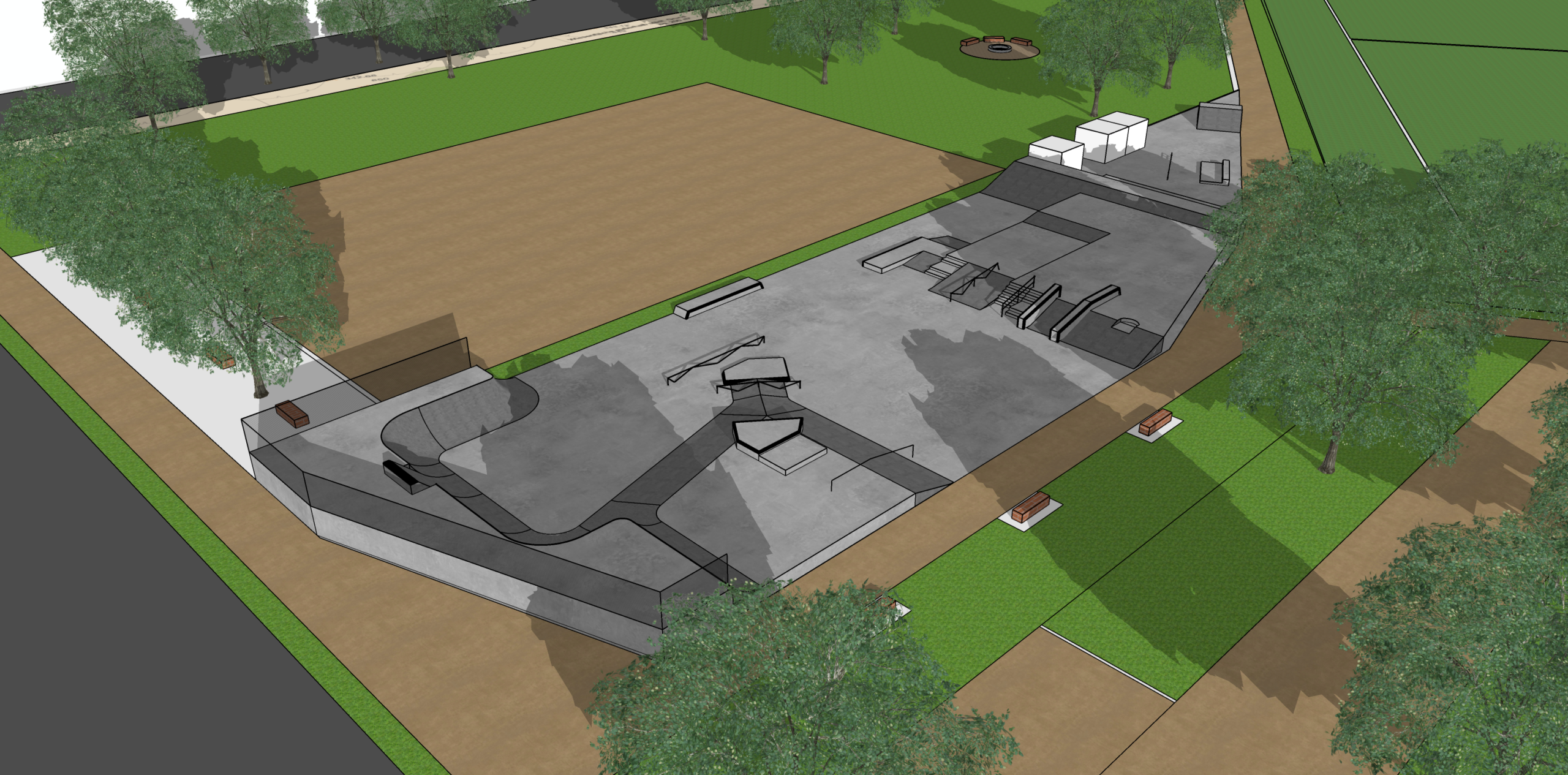 Skatepark Burgweinting Regensburg Skizze Entwurf 2