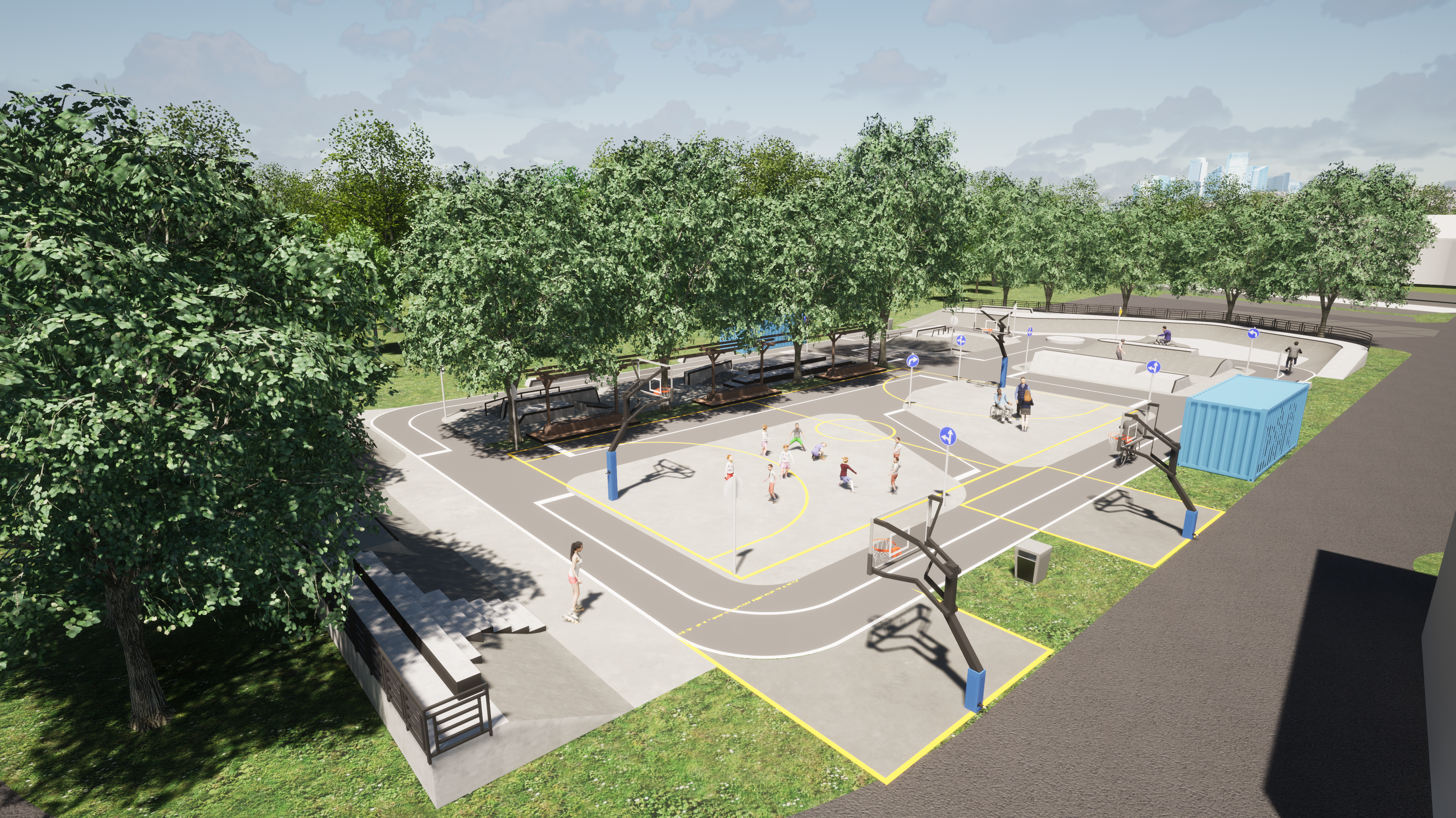 Skatepark Visualisierung Lohr am Main 3D Rendering Urbanum Design