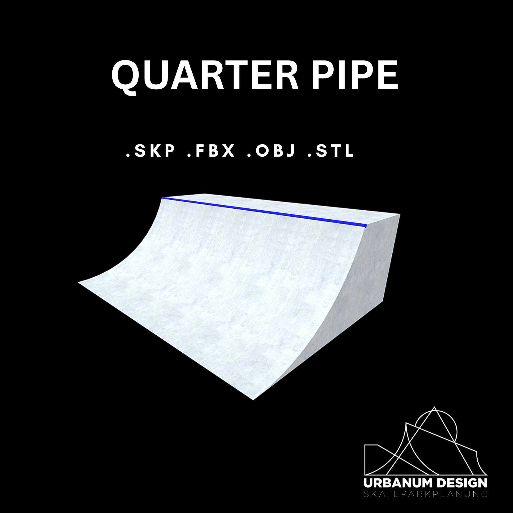 Quarterpipe CAD Modell 3D Skatepark Urbanum Design