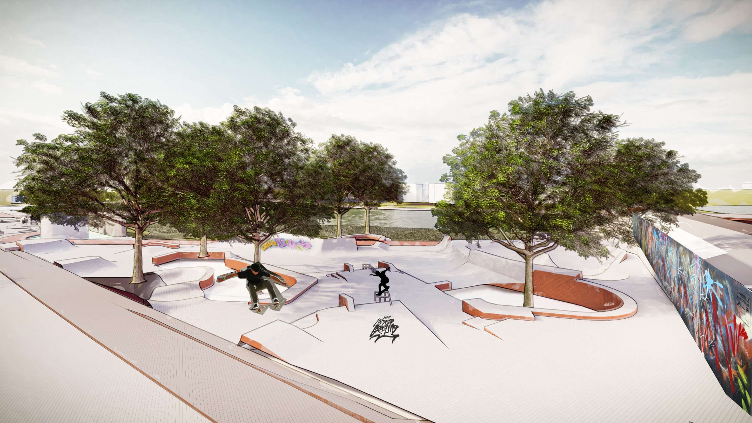 Skatepark Eckernförde Skizze Collage
